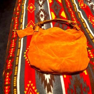 Suede shoulder bag with purse